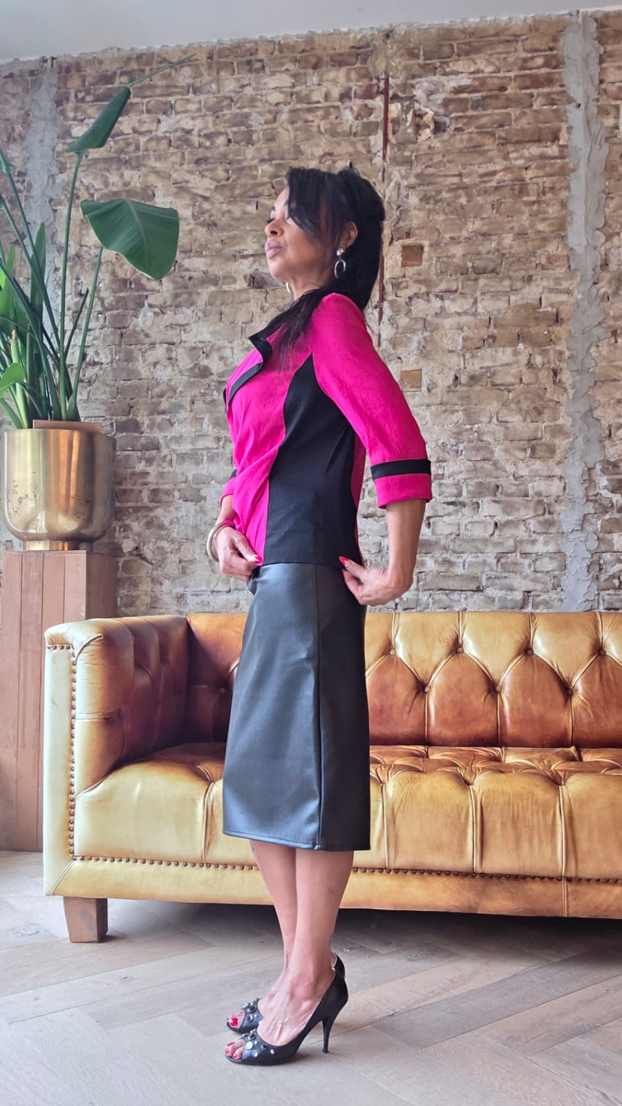 Candy Pink & black blazer