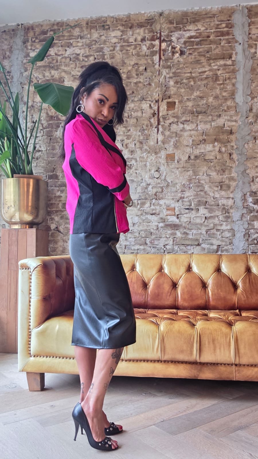 Candy Pink & black blazer