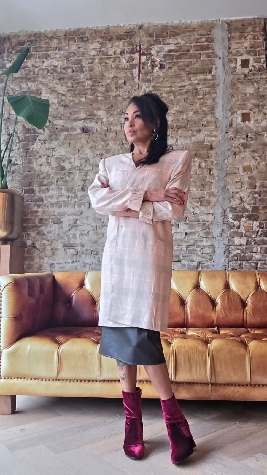 Sweet Pink checkered blazer