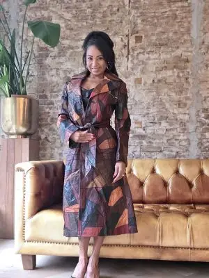 Tan Patchwork leather coat