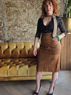 Tan Brown leather skirt
