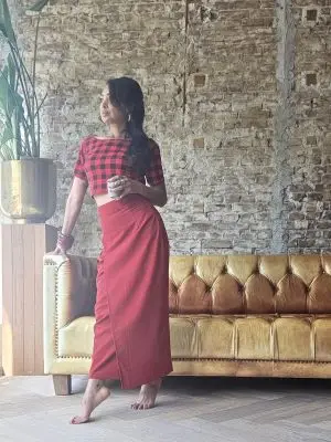 Red Checkered Punk crop top  