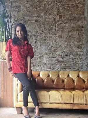 Silk Red Flowers button-up shirt