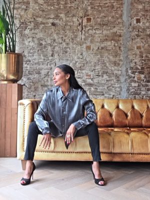 Grey Sheen button-up shirt