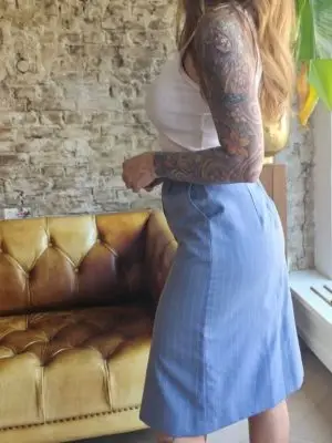 Blue Pinstripe & Pleat skirt
