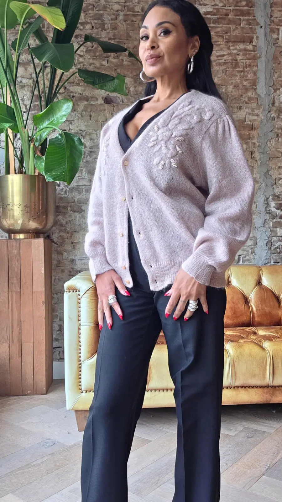 Dusty pink 80s cardigan